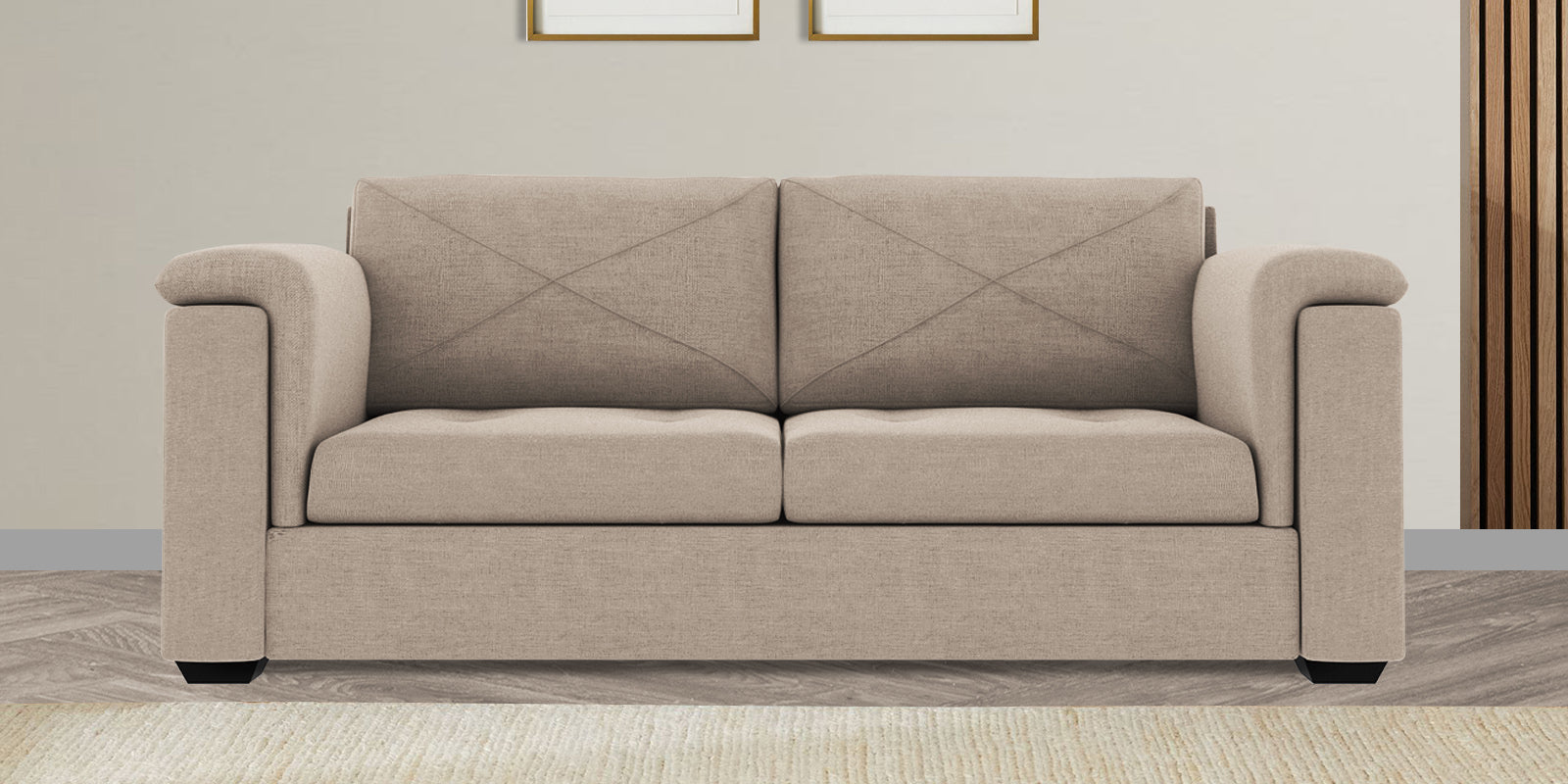 Andres Fabric 3 Seater Sofa In Khaki Beige Colour - Febonic Living