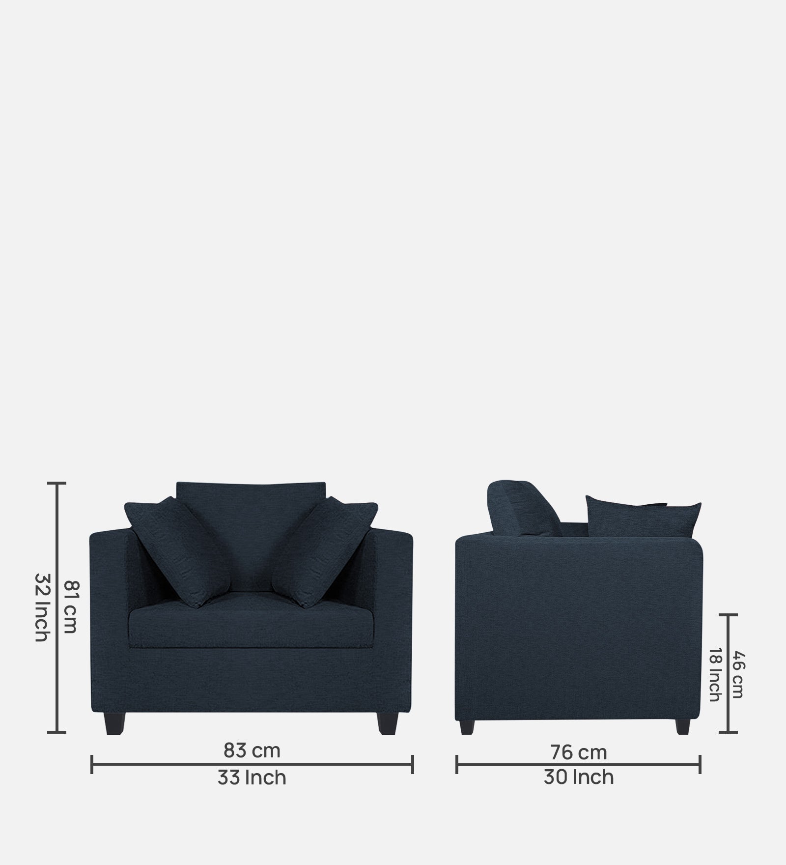Nuska Fabric 1 Seater Sofa In Denim Blue Colour - Febonic Living