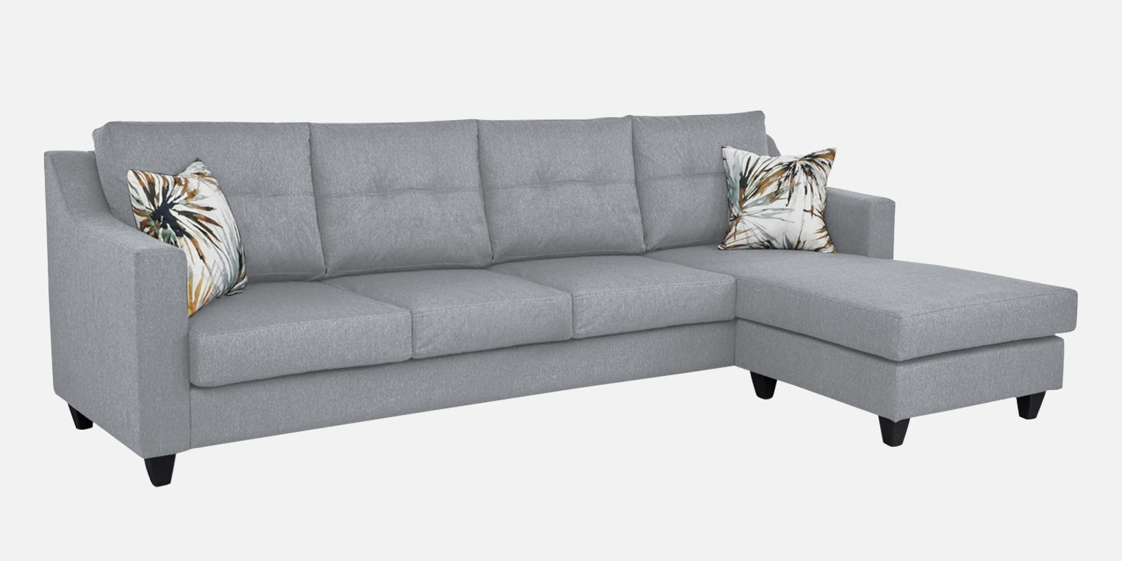 Welly Fabric LHS Sectional Sofa (3+Lounger) In Coin Grey Colour - Febonic Living