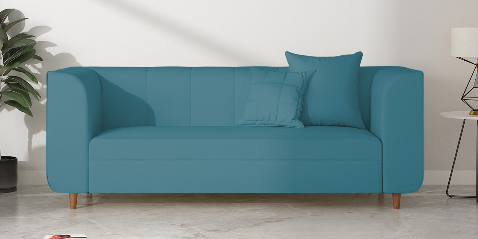 Sumo Velvet 3 Seater Sofa In Aqua Blue Colour - Febonic Living