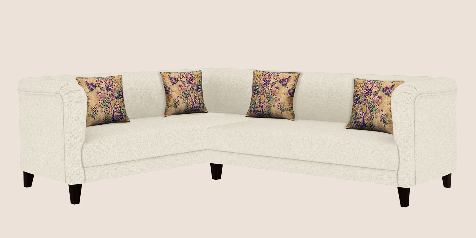 Niki Fabric Corner Sofa In Ivory Cream Colour - Febonic Living