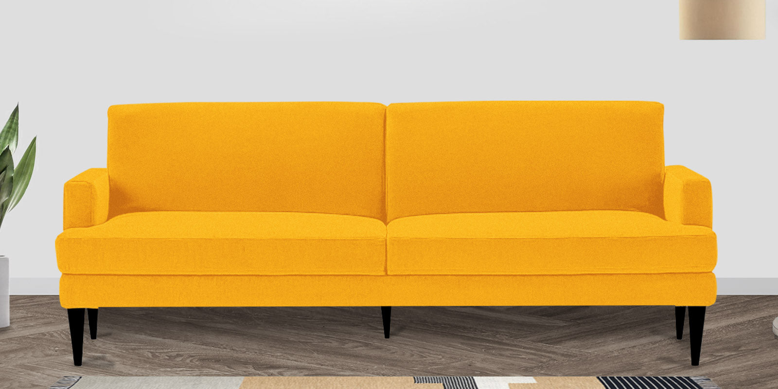 Zoya Fabric 3 Seater Convertible Sofa Cum Bed In Bold Yellow Colour - Febonic Living