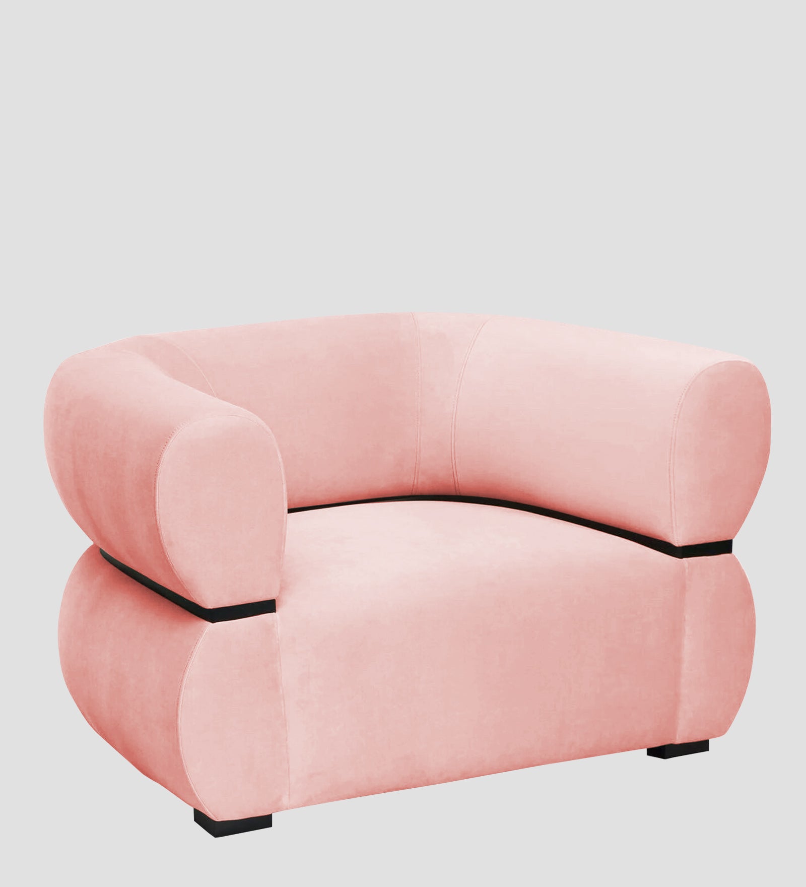 Kula Velvet 1 Seater Sofa In Millennial Pink Colour - Febonic Living