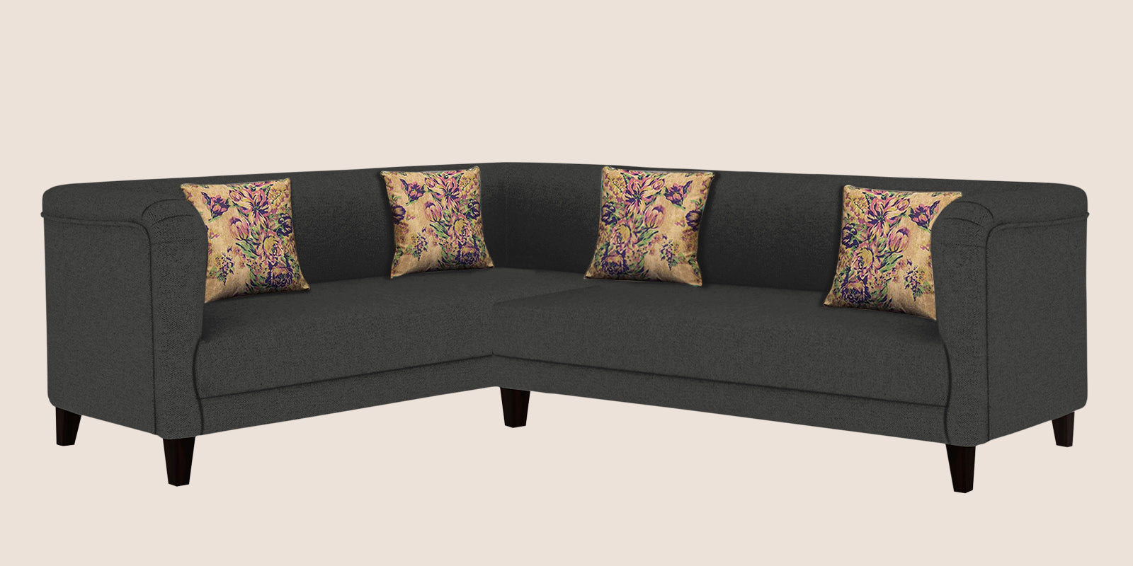 Niki Fabric Corner Sofa In Charcoal Grey Colour - Febonic Living