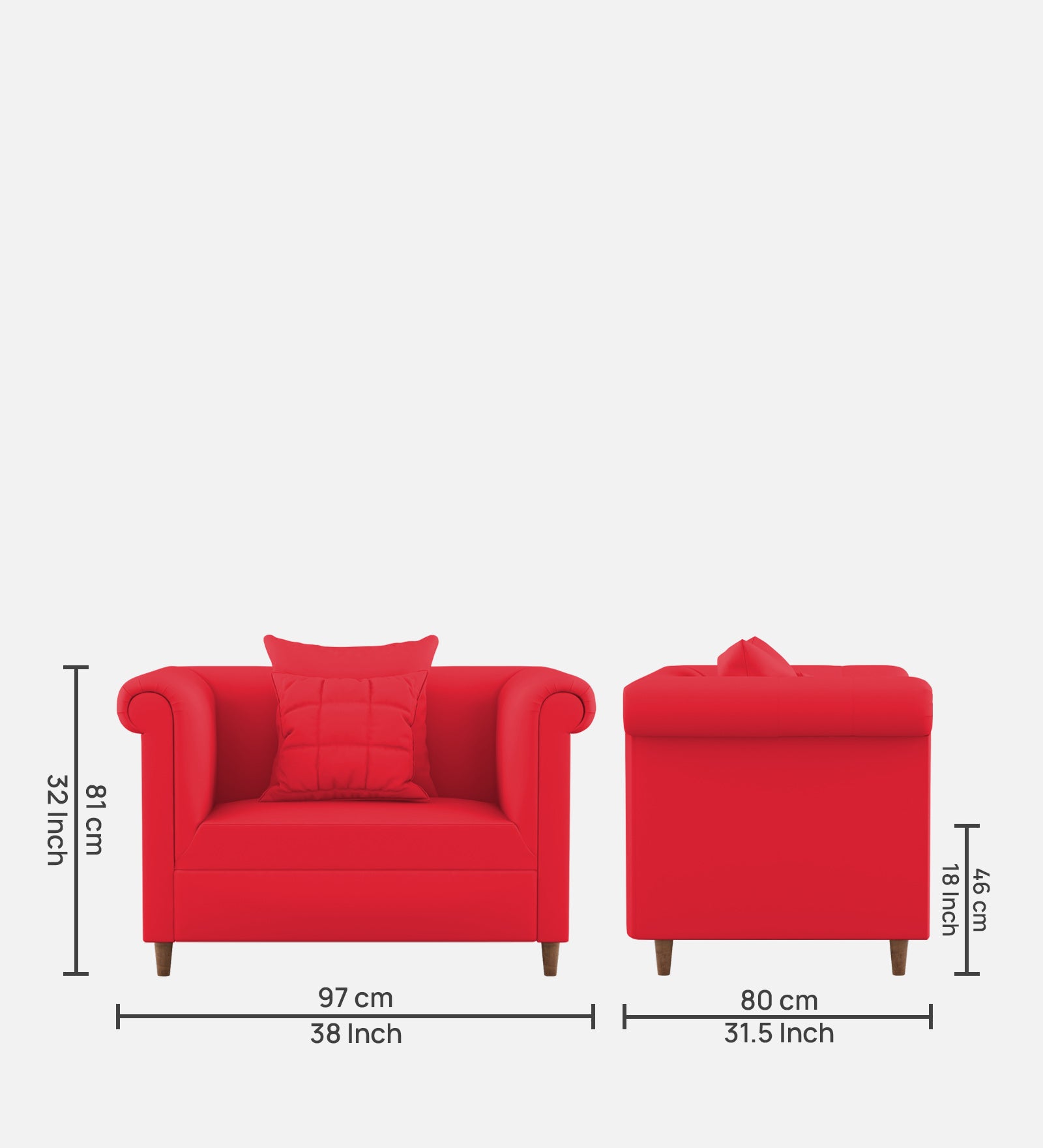 Rubi Velvet 1 Seater Sofa In Ox Blood Maroon Colour - Febonic Living
