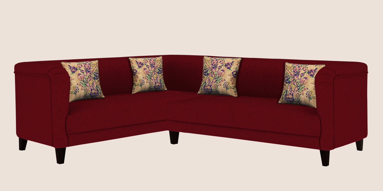 Niki Fabric Corner Sofa In Ruby Red Colour - Febonic Living