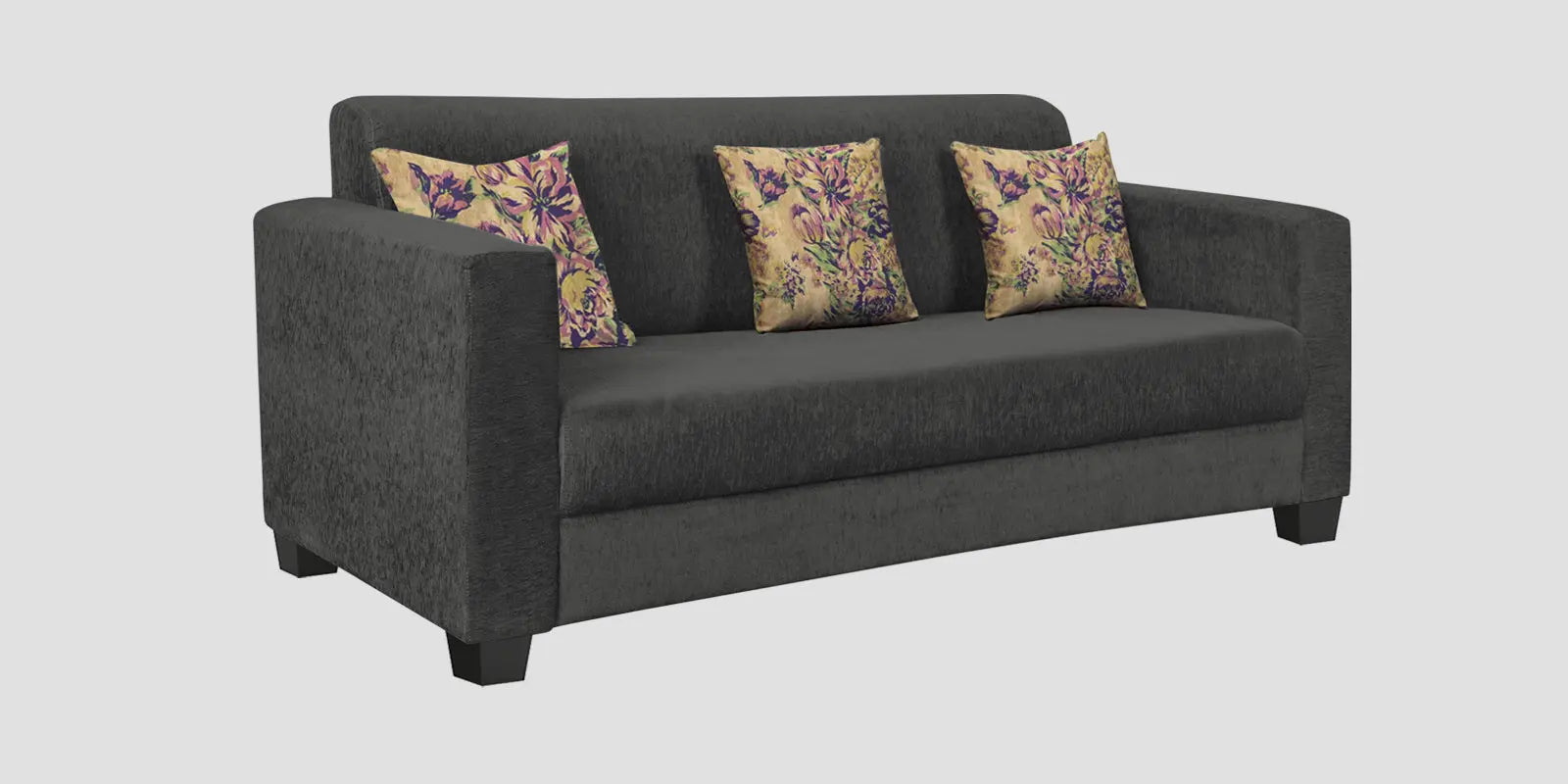 Lipu Fabric 3 Seater Sofa In Charcoal Grey Colour Febonic Living