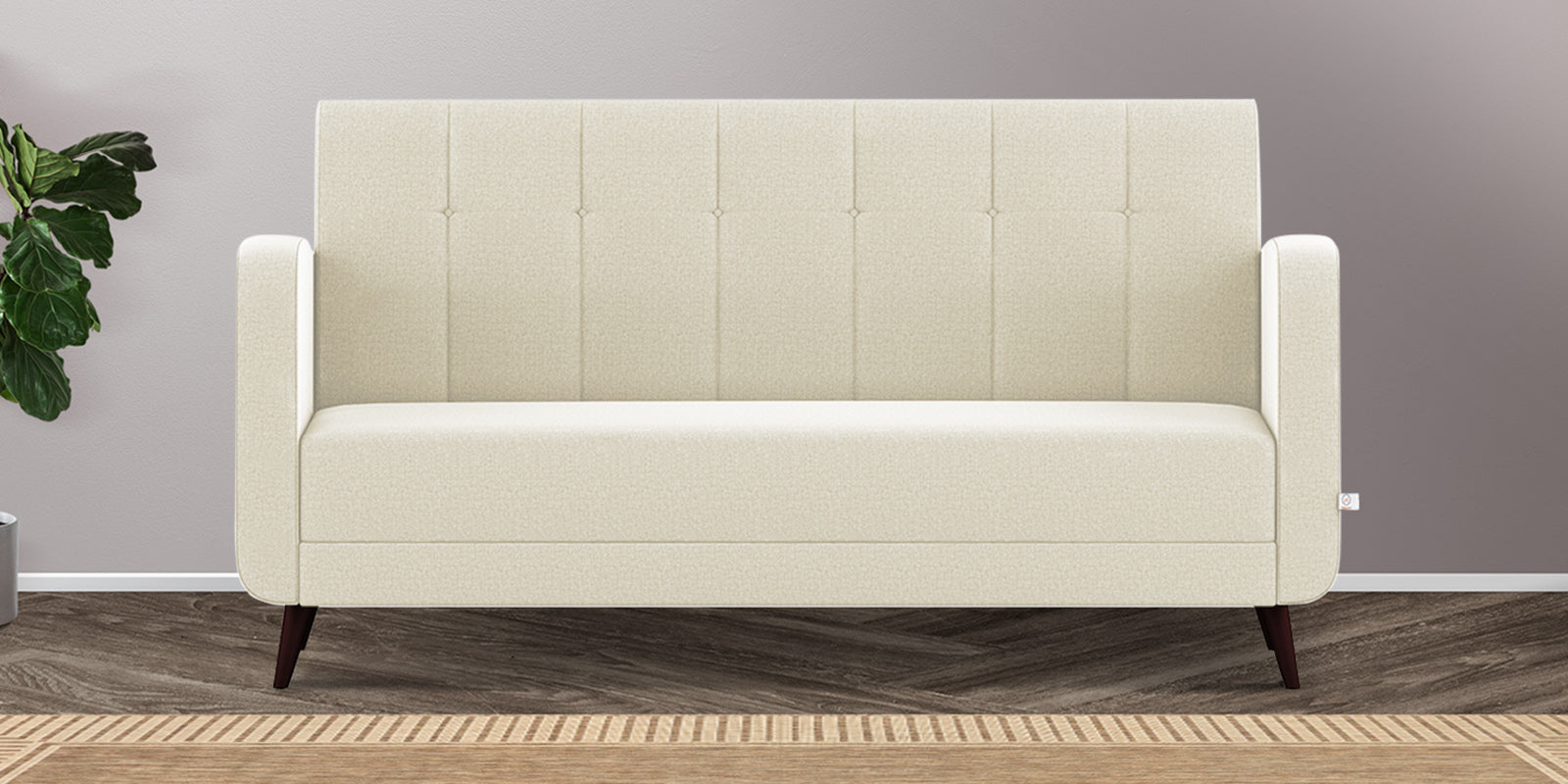 Wiki Velvet 3 Seater Sofa In Warm White Colour - Febonic Living