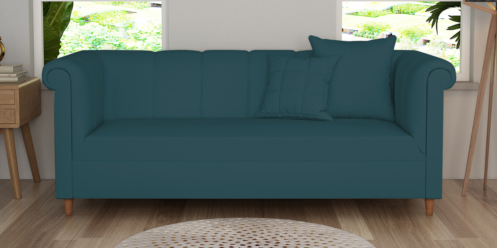 Rubi Velvet 3 Seater Sofa In Arabian Green Colour - Febonic Living