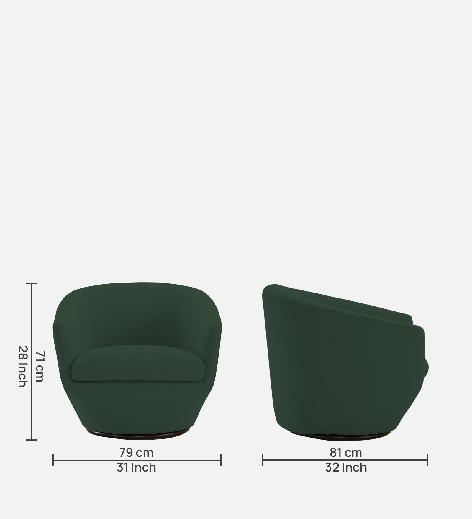 Haddie Velvet Swivel Chair In Amazon Green Colour - Febonic Living