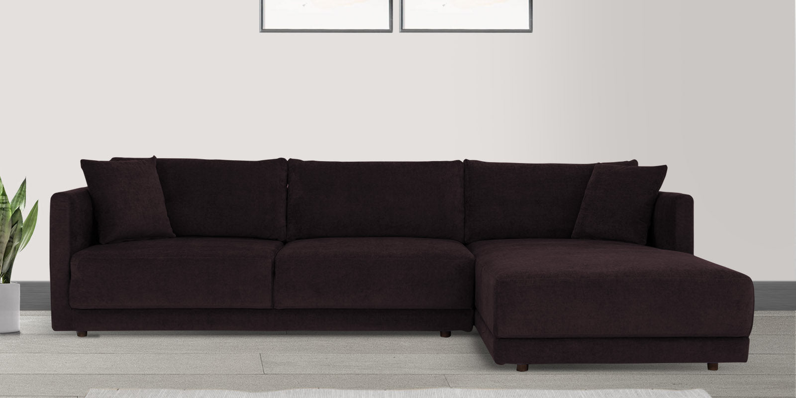 Northern Fabric LHS Sectional Sofa (3+Lounger) In Cara Brown Colour - Febonic Living