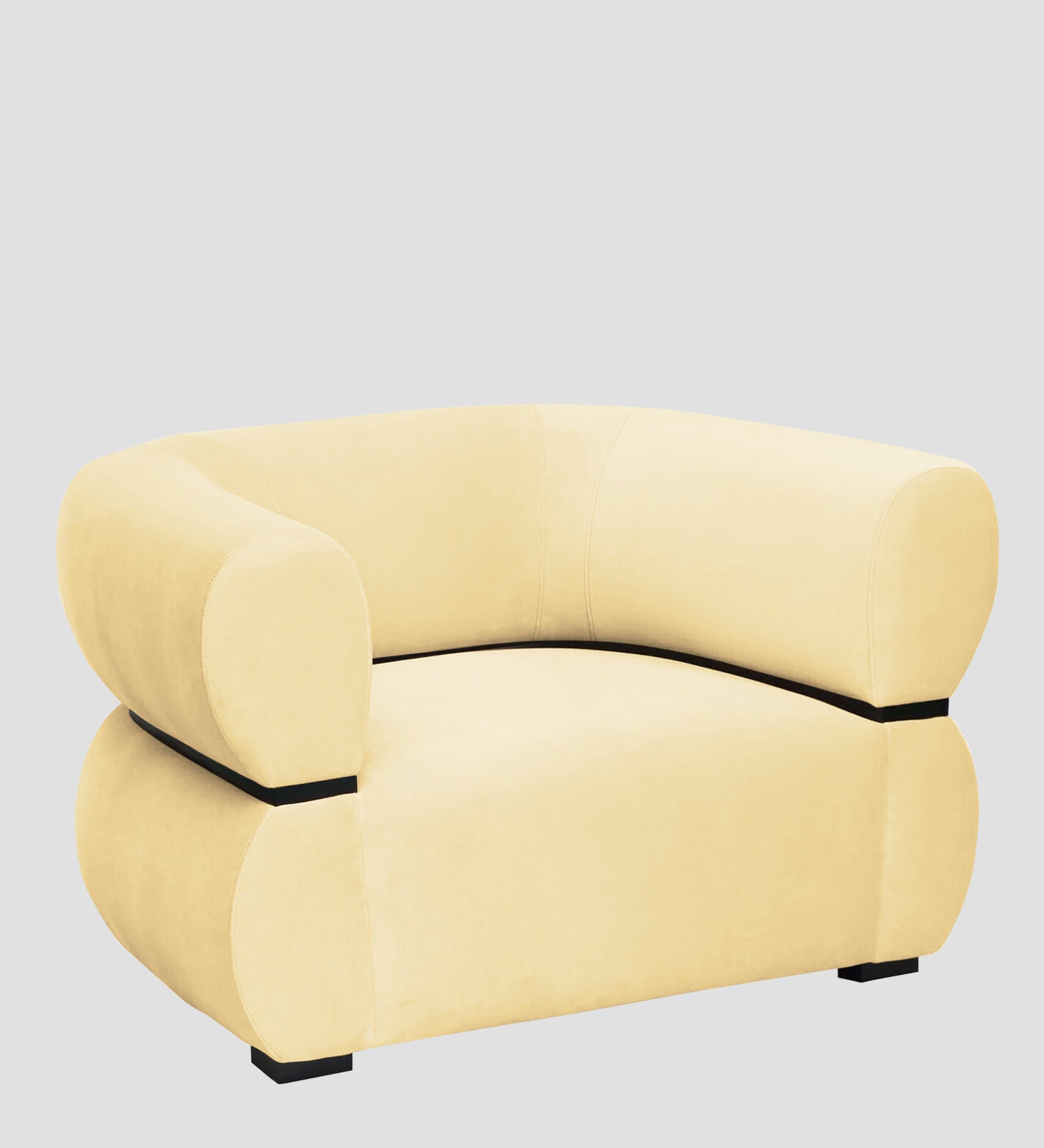 Kula Velvet 1 Seater Sofa In Sandy Beige Colour - Febonic Living