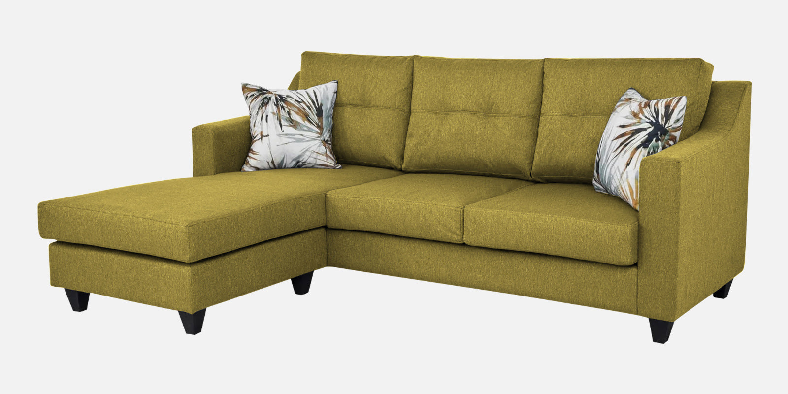 Welly Fabric RHS Sectional Sofa (2+Lounger) In Parrot Green Colour - Febonic Living