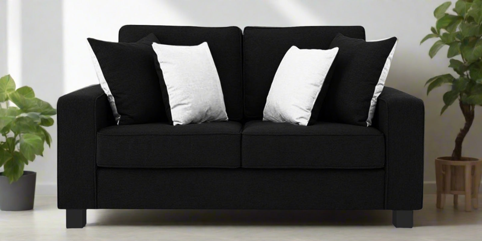 Ladybug Fabric 2 Seater Sofa In Zed Black Colour - Febonic Living
