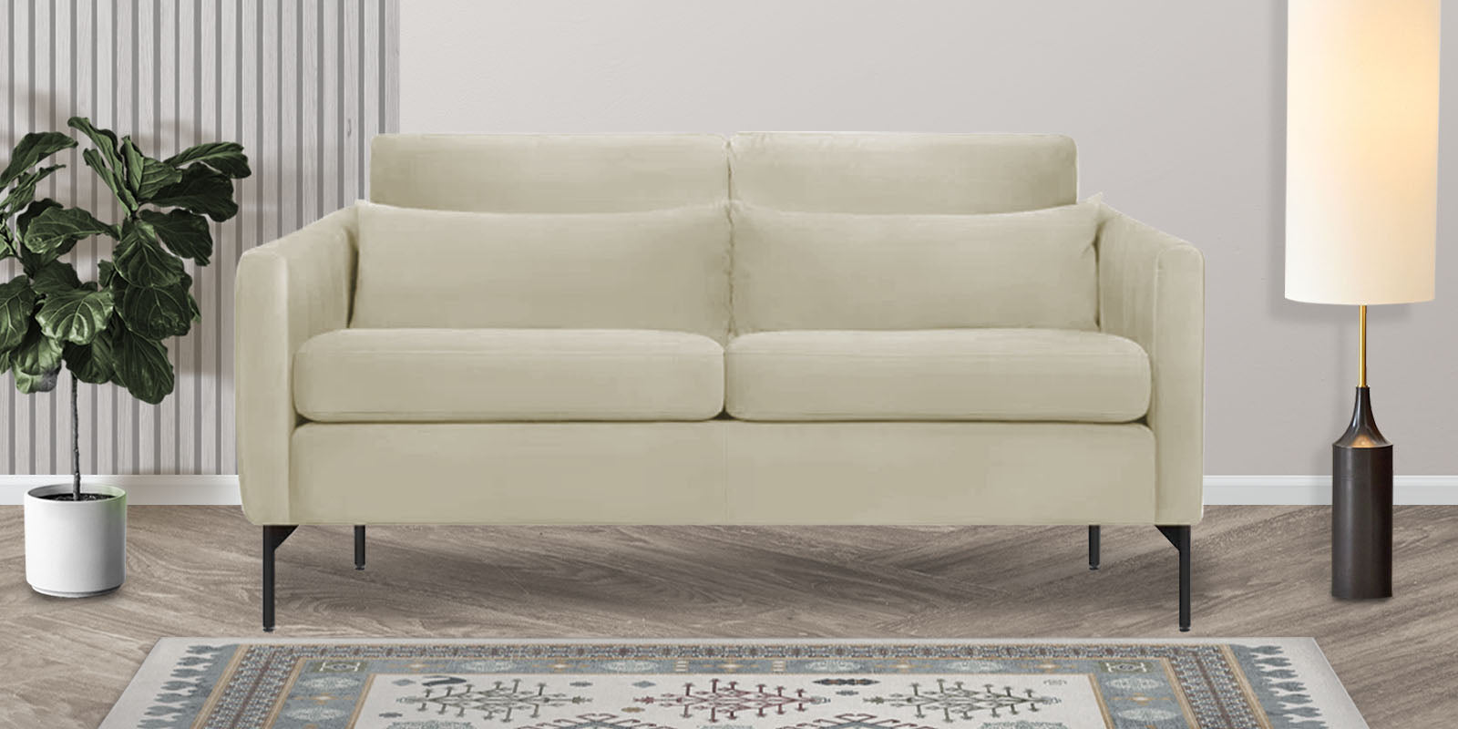 Haru Velvet 2 Seater Sofa in Warm White Colour