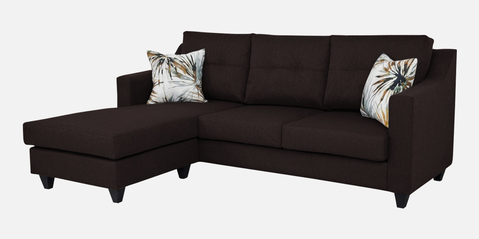 Welly Fabric RHS Sectional Sofa (2+Lounger) In Dark Brown Colour - Febonic Living