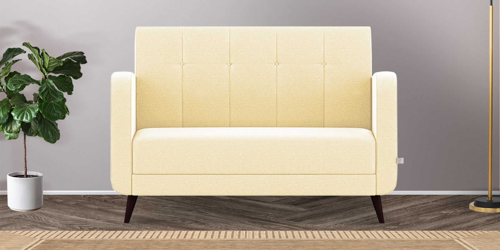 Wiki Velvet 2 Seater Sofa In Sandy Beige Colour - Febonic Living