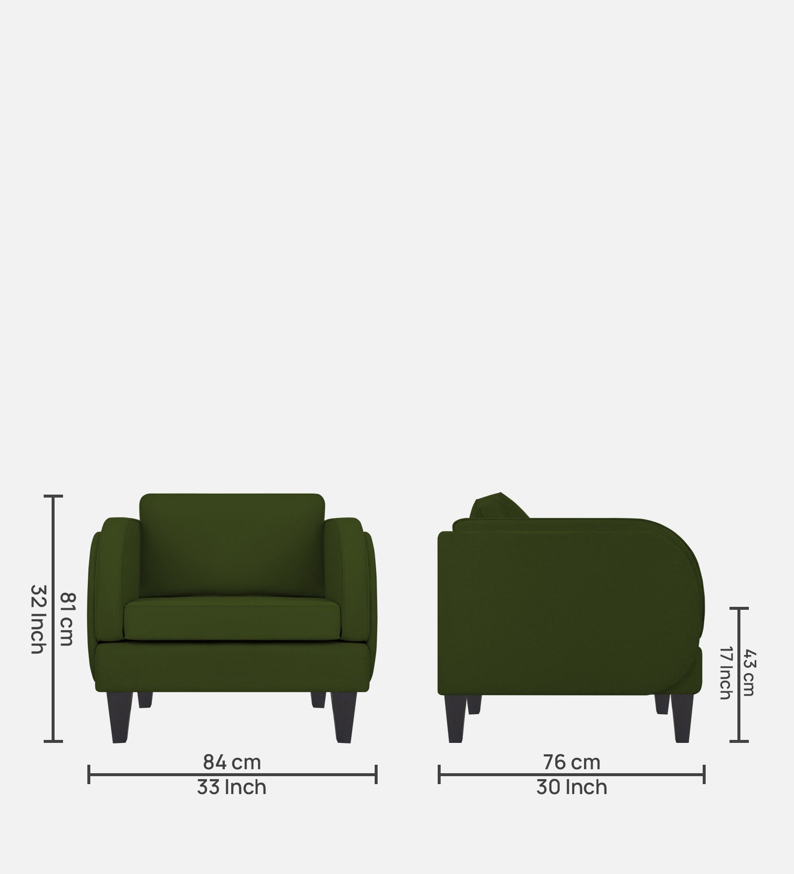 Siddy Fabric 1 Seater Sofa In Olive Green Colour - Febonic Living