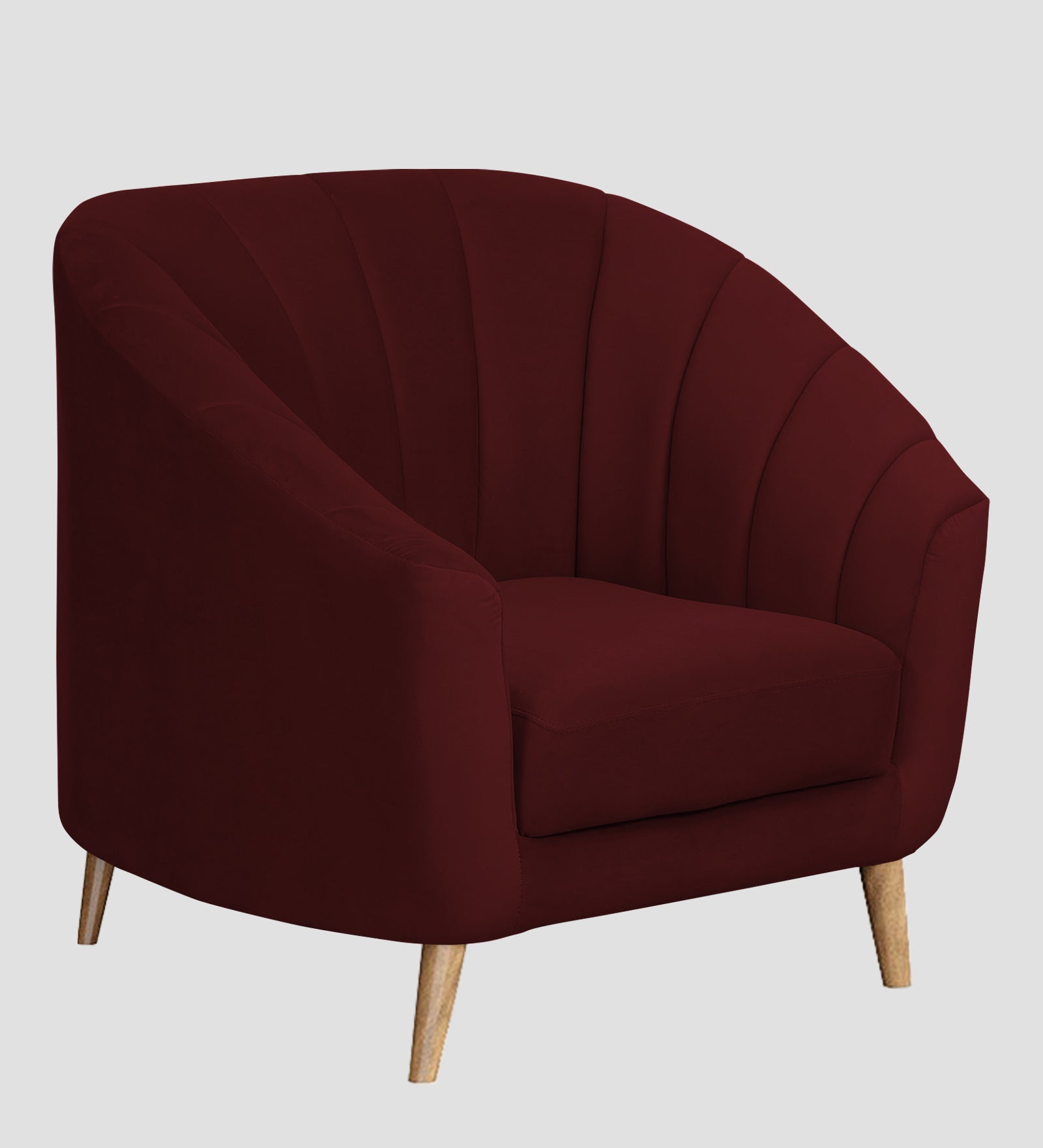 Kaylee Velvet 1 Seater Sofa In Blood Maroon Colour - Febonic Living