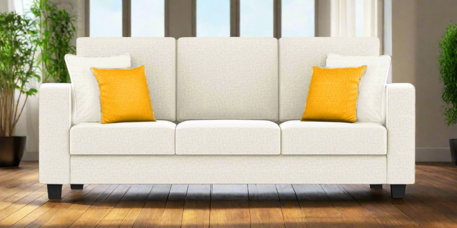 Nabi Fabric 3 Seater Sofa In Ivory cream Colour - Febonic Living