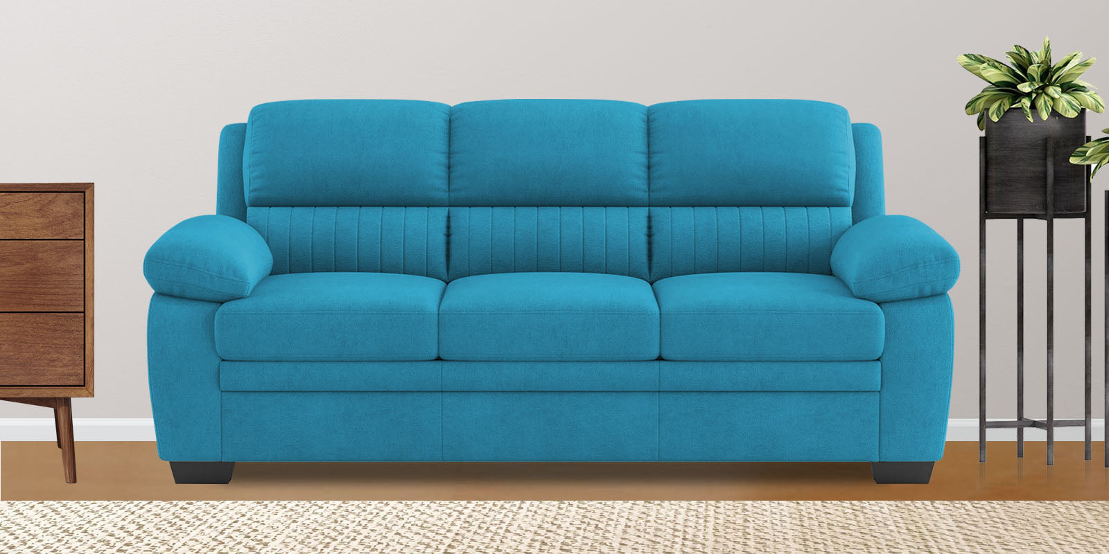 Miranda Velvet 3 Seater Sofa In Aqua blue Colour - Febonic Living