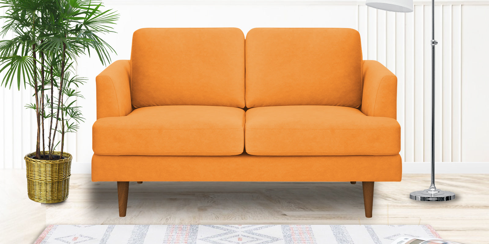 Motra Velvet 2 Seater Sofa In Tangerine orange Colour - Febonic Living