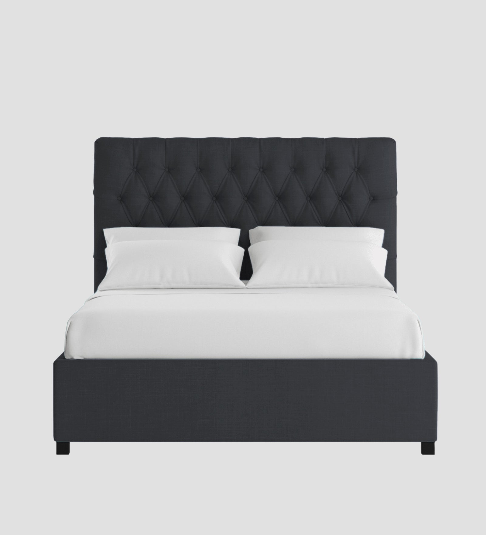 Isko Fabric King Size Bed In Charcoal Grey Colour With Storage Box - Febonic Living