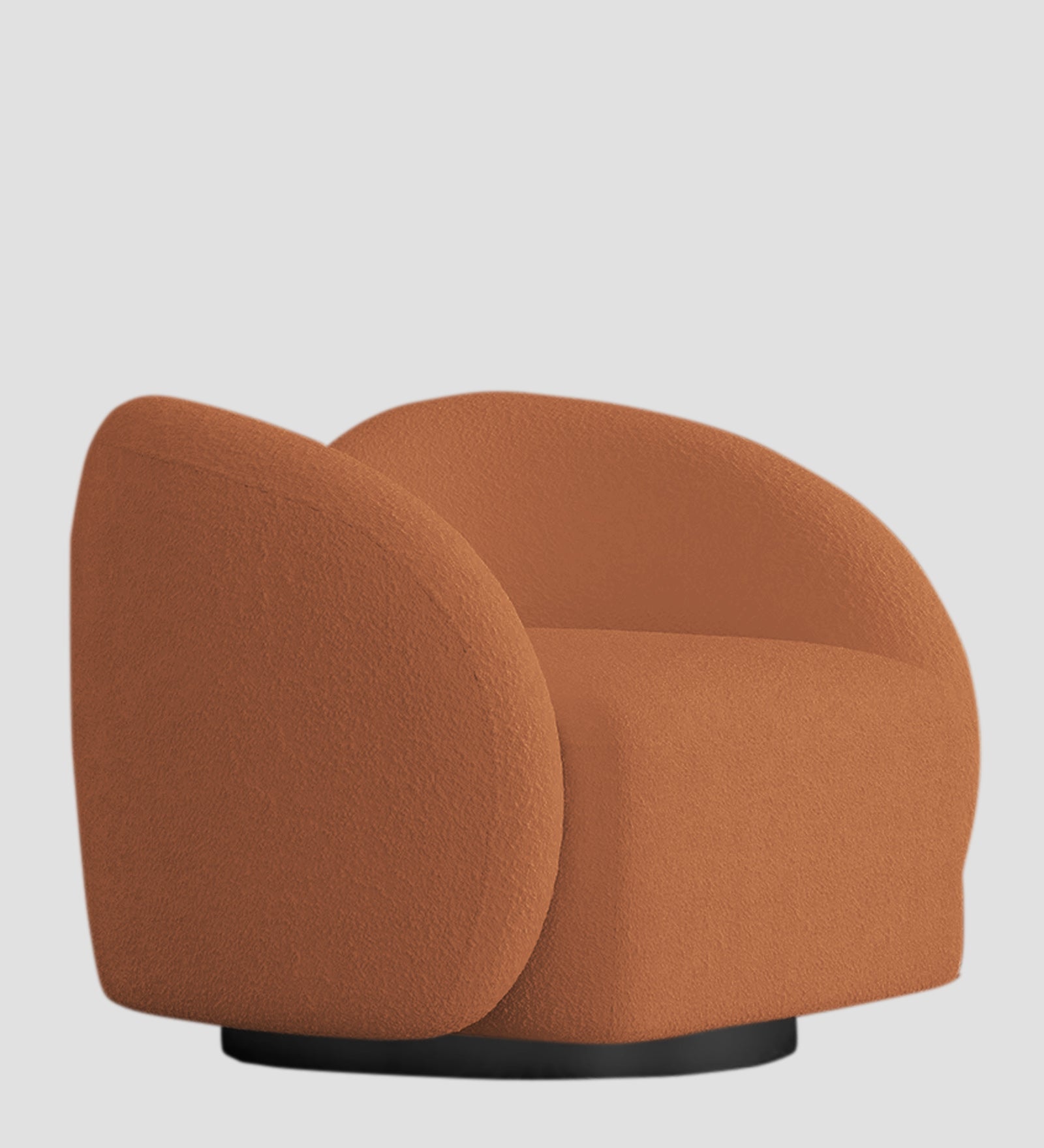 Miles Boucle Fabric Swivel Chair in Light Orange Colour