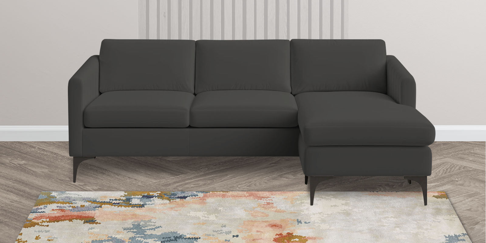 Haru Fabric LHS Sectional Sofa (2+Lounger) In Hory Grey Colour - Febonic Living