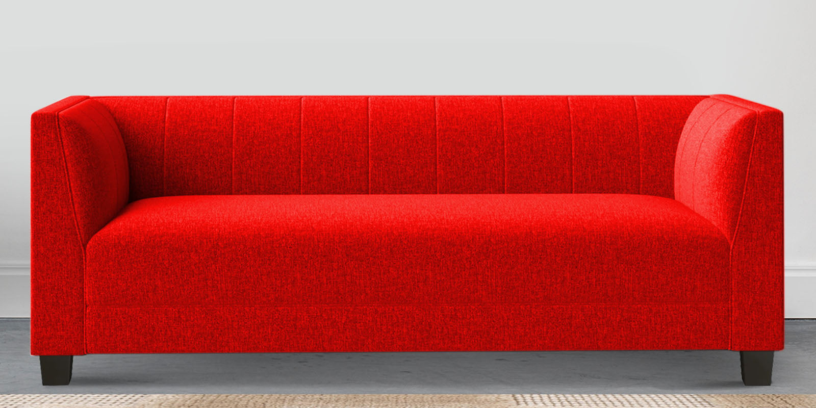 Chastin Fabric 3 Seater Sofa In Ruby Red Colour - Febonic Living