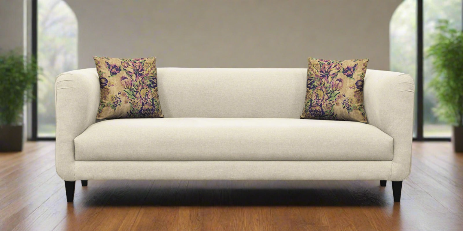 Niki Fabric 3 Seater Sofa In Ivory Cream Colour - Febonic Living