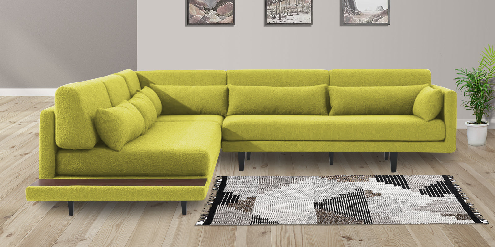 Malta Fabric 6 Seater RHS Corner Sofa In Parrot Green Colour - Febonic Living