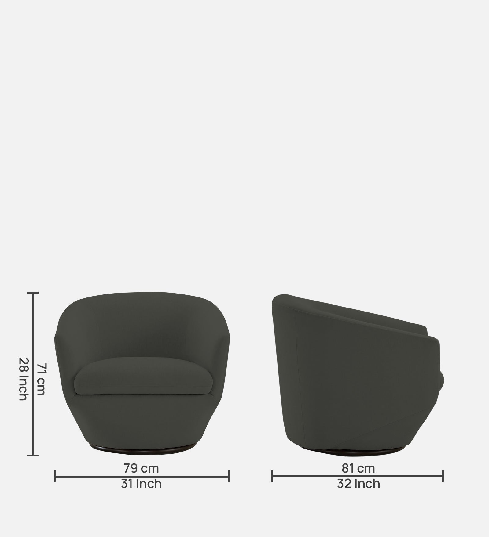 Haddie Velvet Swivel Chair In Hory Grey Colour - Febonic Living