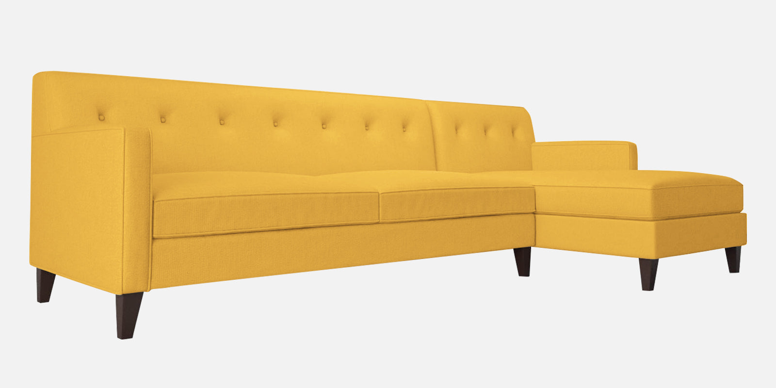 Miller Fabric LHS Sectional Sofa (3+Lounger) In Bold Yellow Colour - Febonic Living