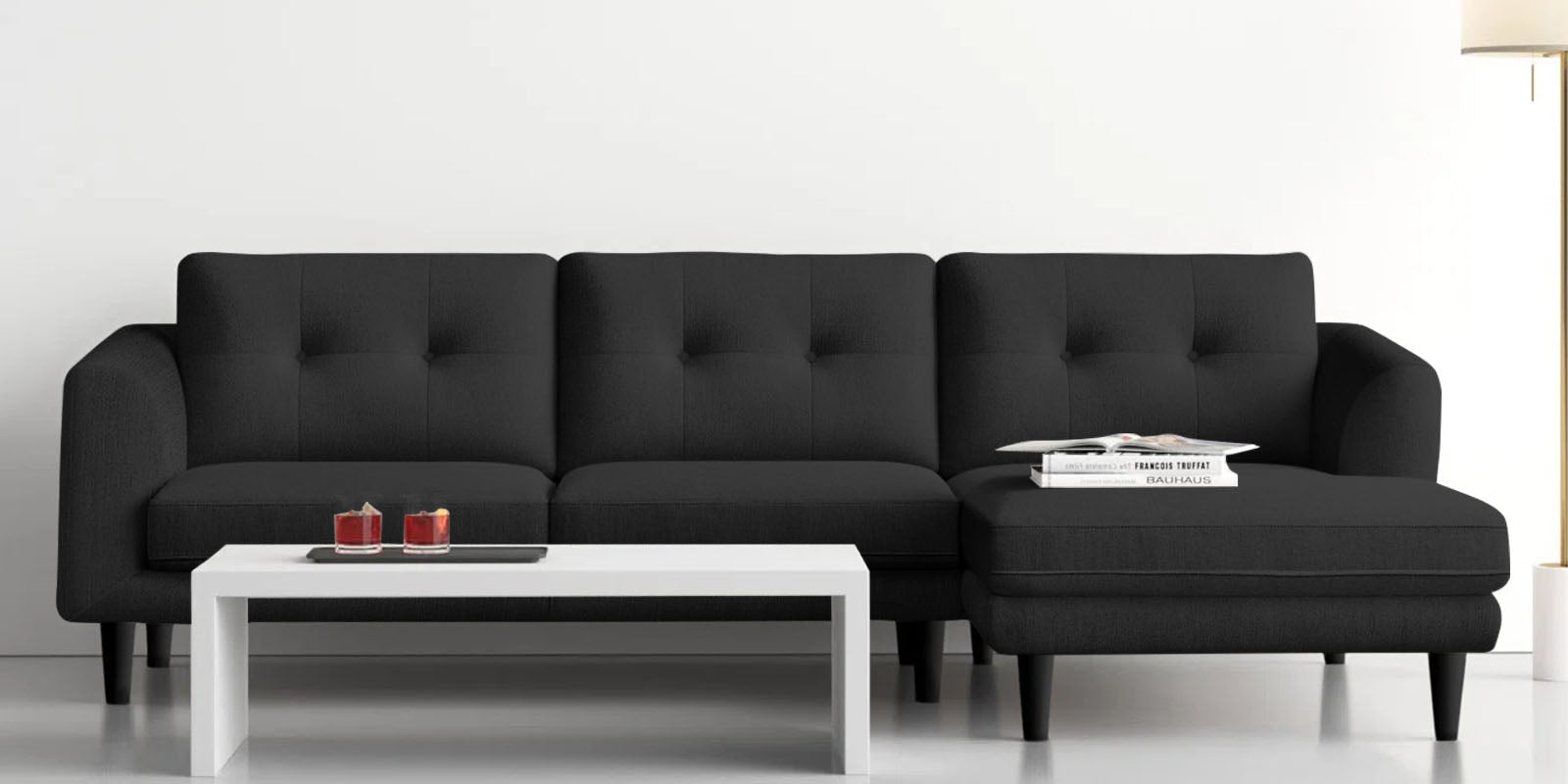 Natasha Velvet LHS Sectional Sofa (3+Lounger) In Hory Grey Colour - Febonic Living