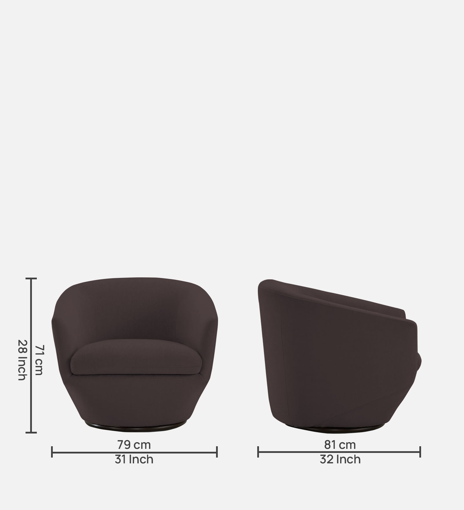 Haddie Velvet Swivel Chair In Mocha Brown Colour - Febonic Living