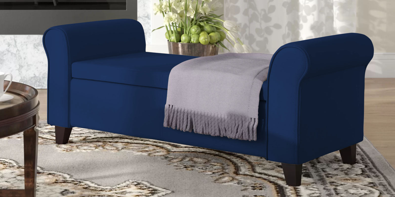 Molo Fabric 3 Seater Recamier In Royal Blue Colour With Storage - Febonic Living
