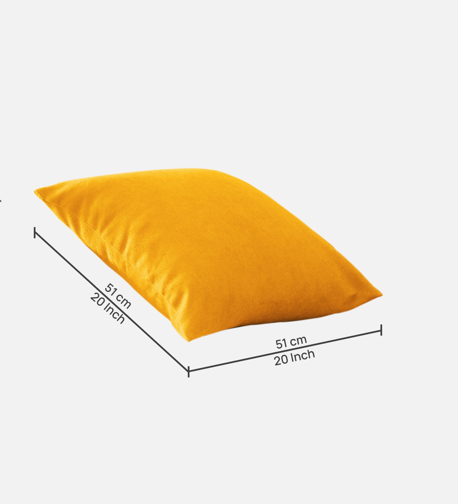 Kaya Fabric (20x20in) Sofa Pillows In Bold Yellow Colour (Pack of 2) - Febonic Living