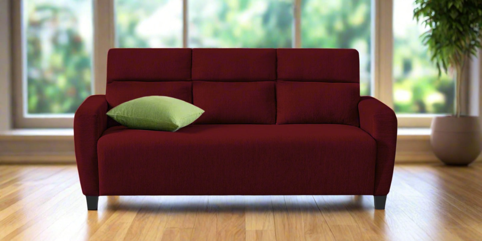 Bakadi Fabric 3 Seater Sofa in Ruby Red Colour