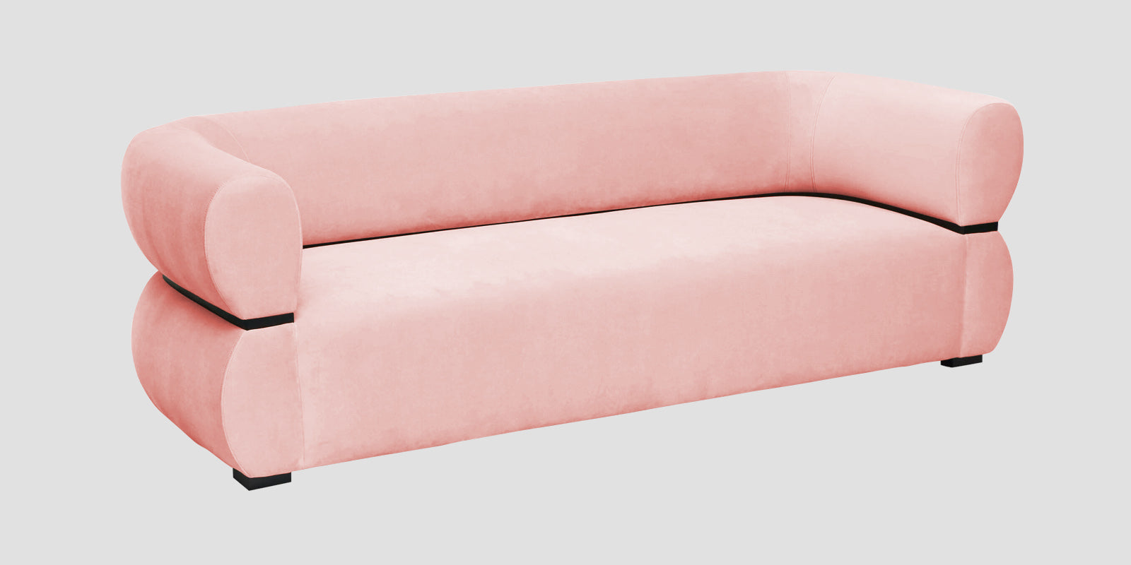 Kula Velvet 3 Seater Sofa In Millennial Pink Colour - Febonic Living