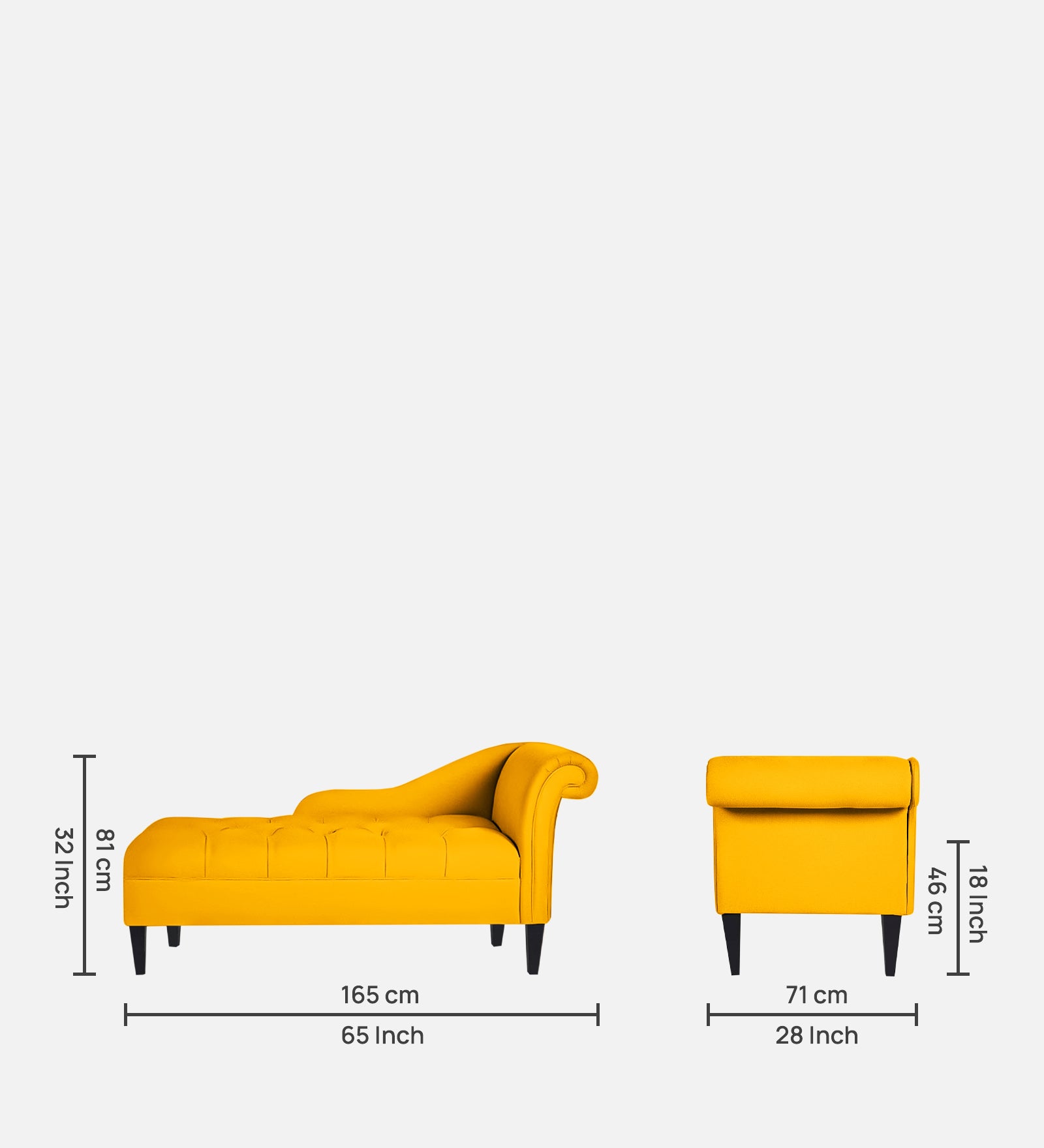 Adria Fabric LHS Chaise Lounger In Bold Yellow Colour - Febonic Living