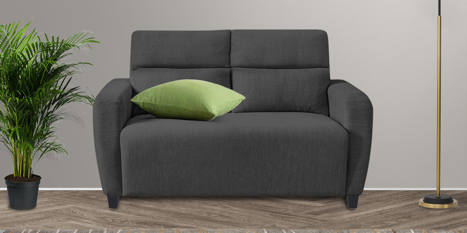 Bakadi Fabric 2 Seater Sofa In Charcoal Grey Colour - Febonic Living