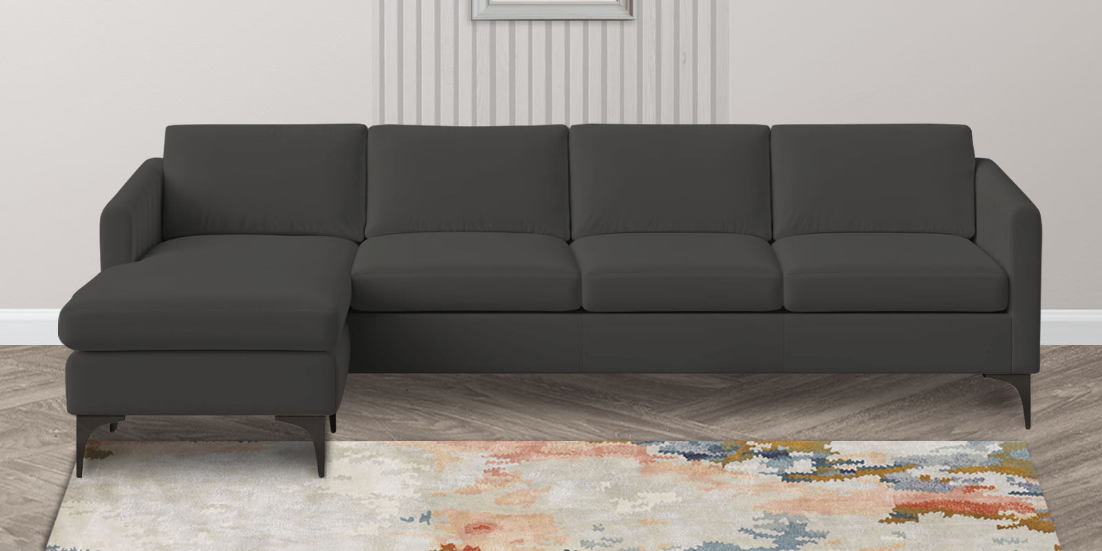Haru Fabric RHS Sectional Sofa (3+Lounger) In Hory Grey Colour - Febonic Living