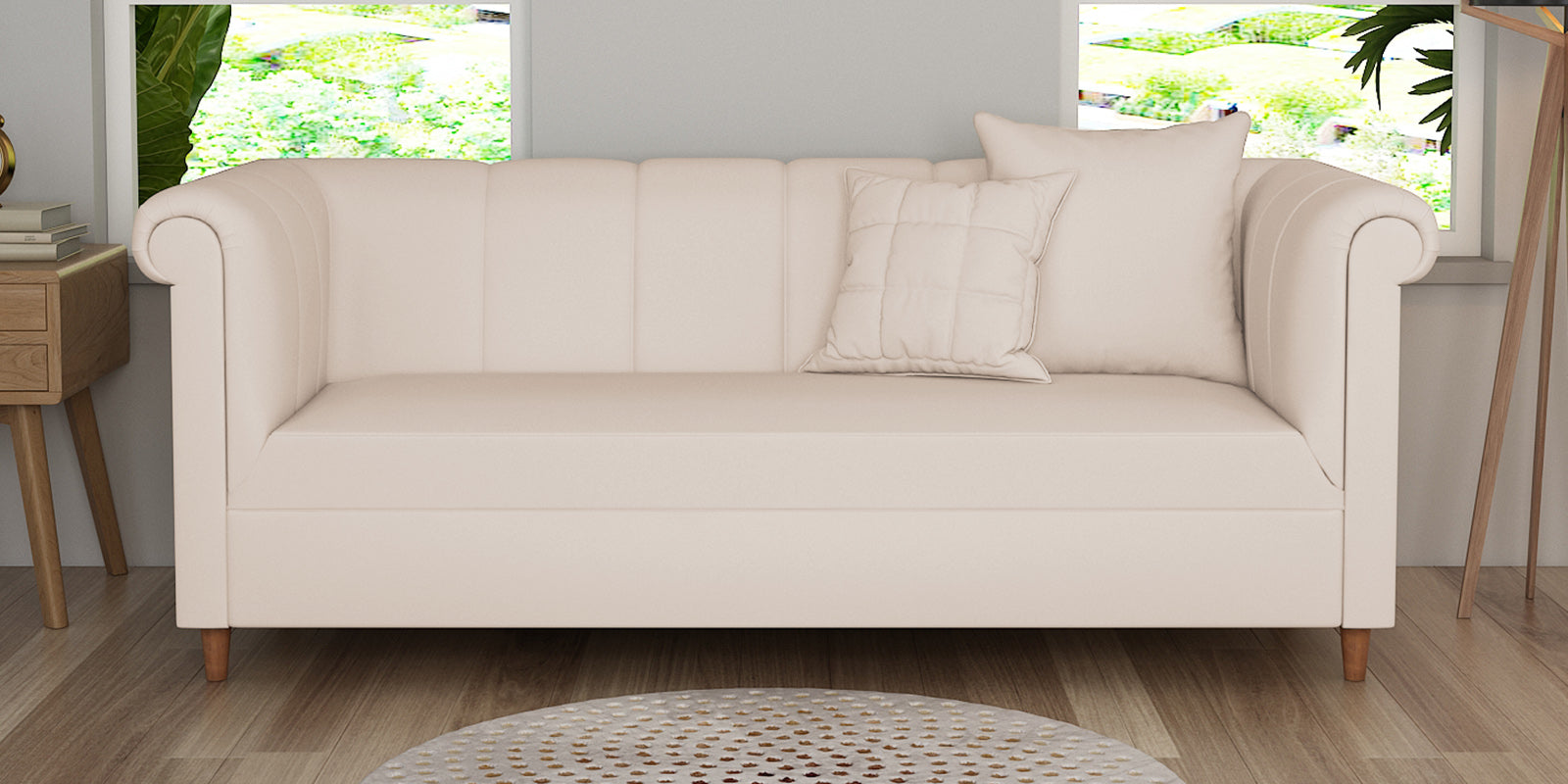 Rubi Velvet 3 Seater Sofa In Camel Beige Colour - Febonic Living