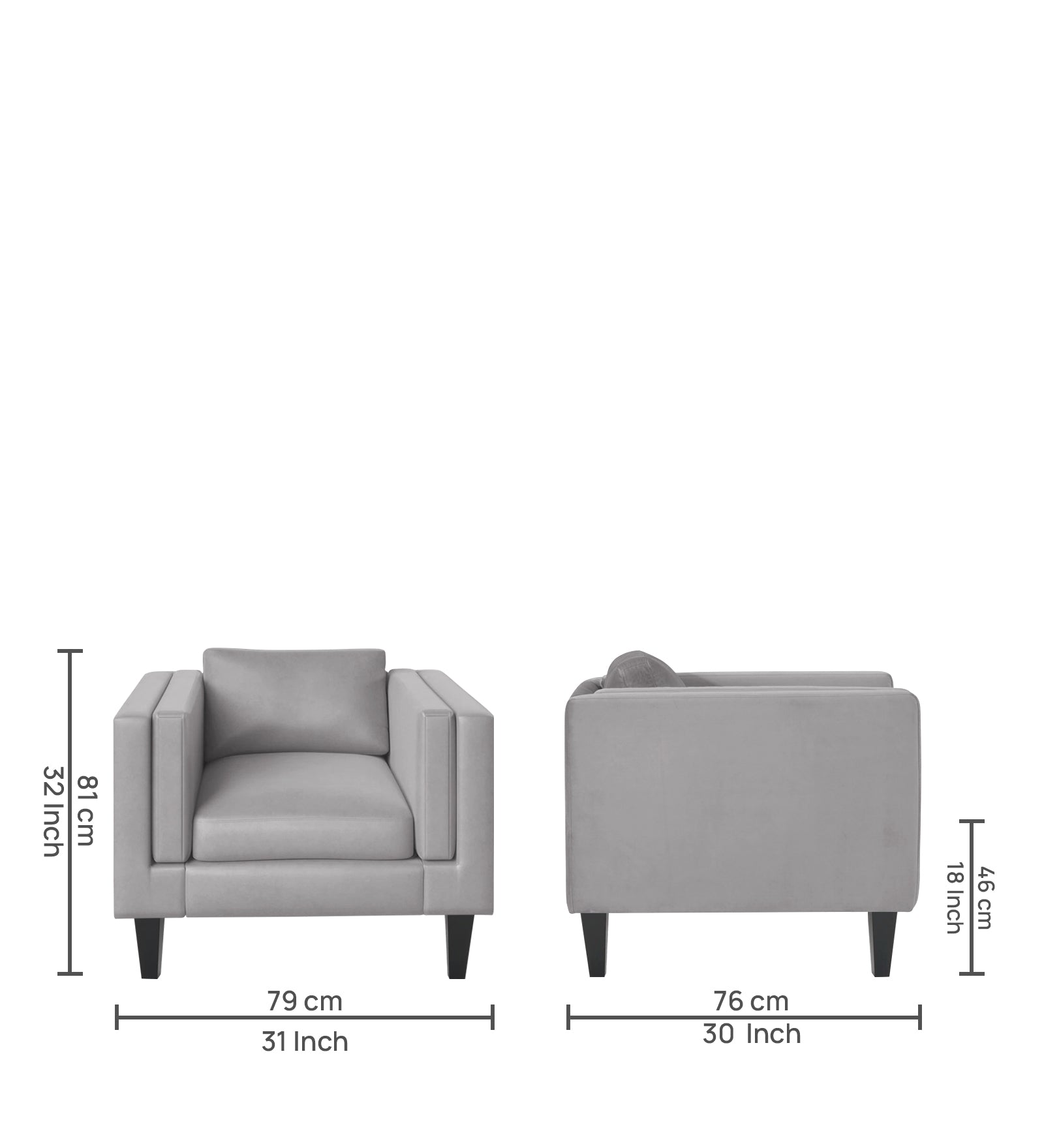 Jasper Velvet 1 Seater Sofa in Concrete grey Colour