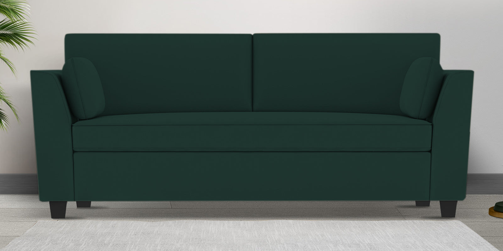 Bristo Velvet 3 Seater Sofa In Forest Green Colour With Storage - Febonic Living