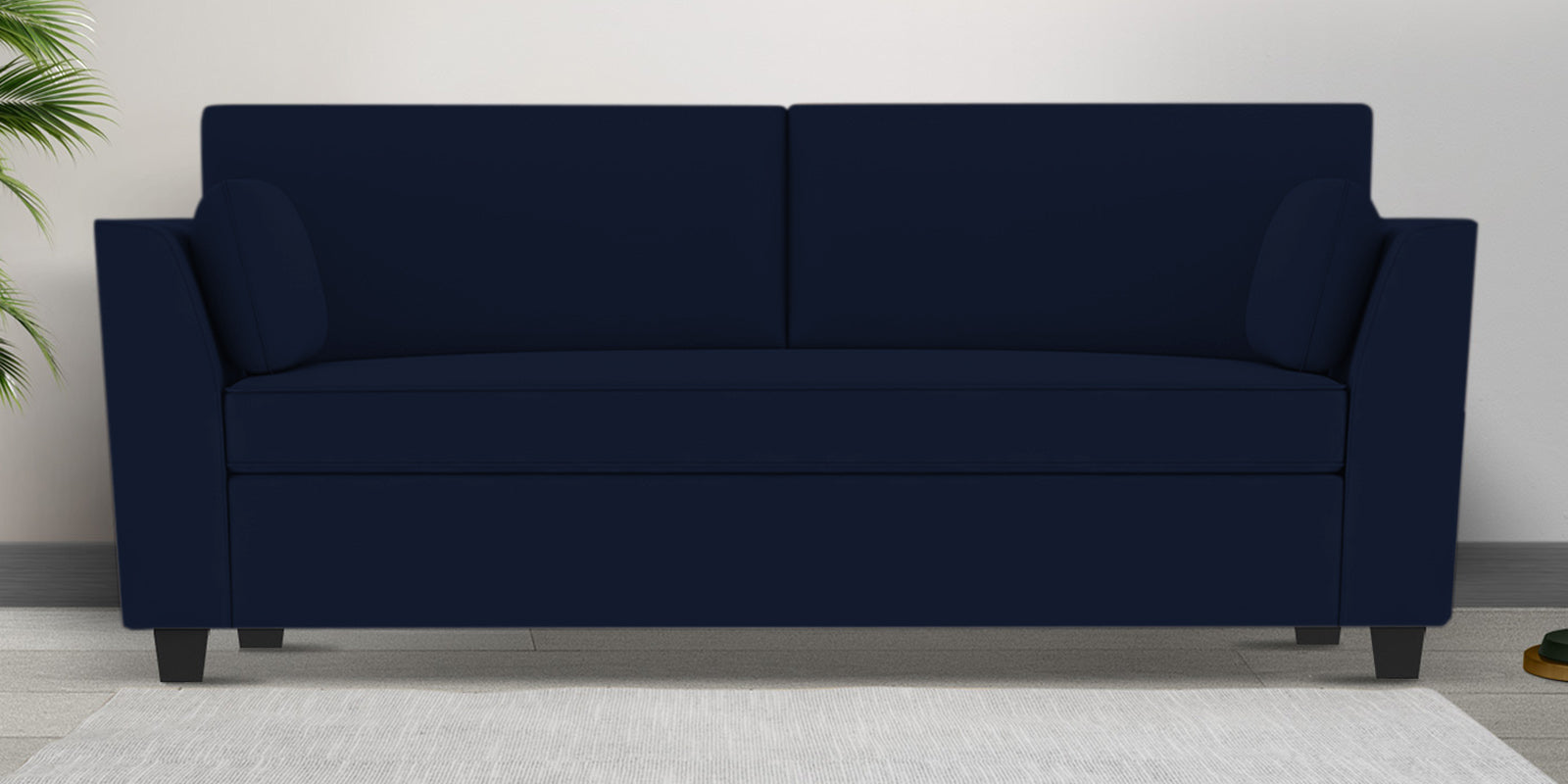Bristo Velvet 3 Seater Sofa In Indigo Blue Colour With Storage - Febonic Living