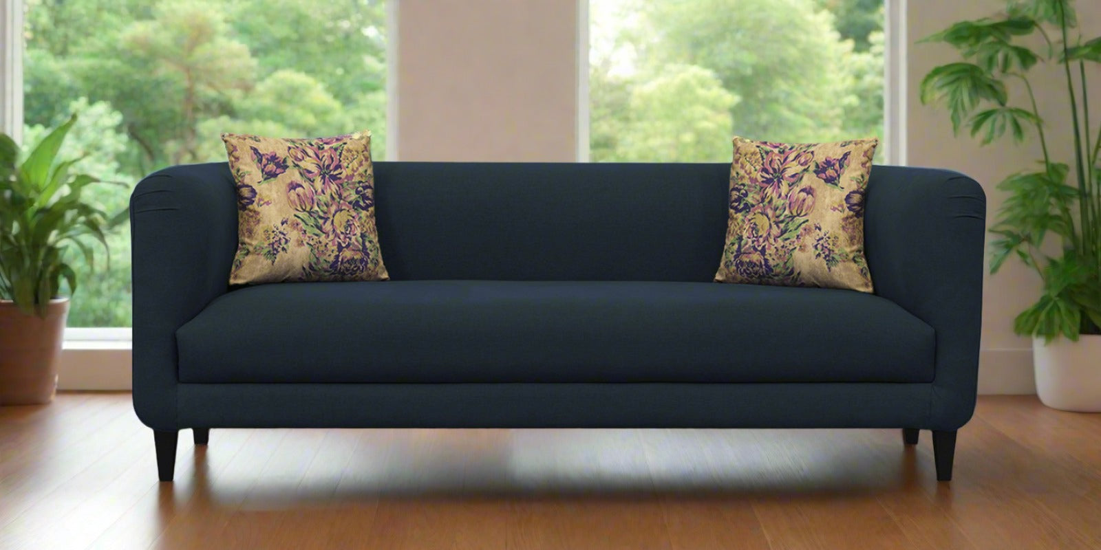 Niki Fabric 3 Seater Sofa In Denim Blue Colour - Febonic Living