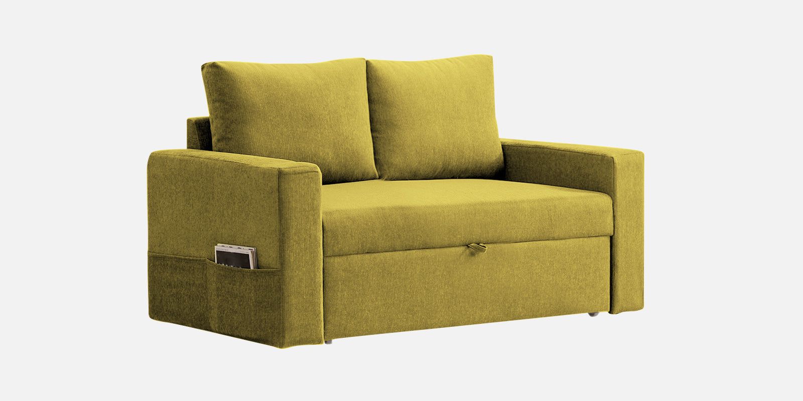 Kara Fabric 2 Seater Pull Out Sofa Cum Bed In Parrot Green Colour - Febonic Living