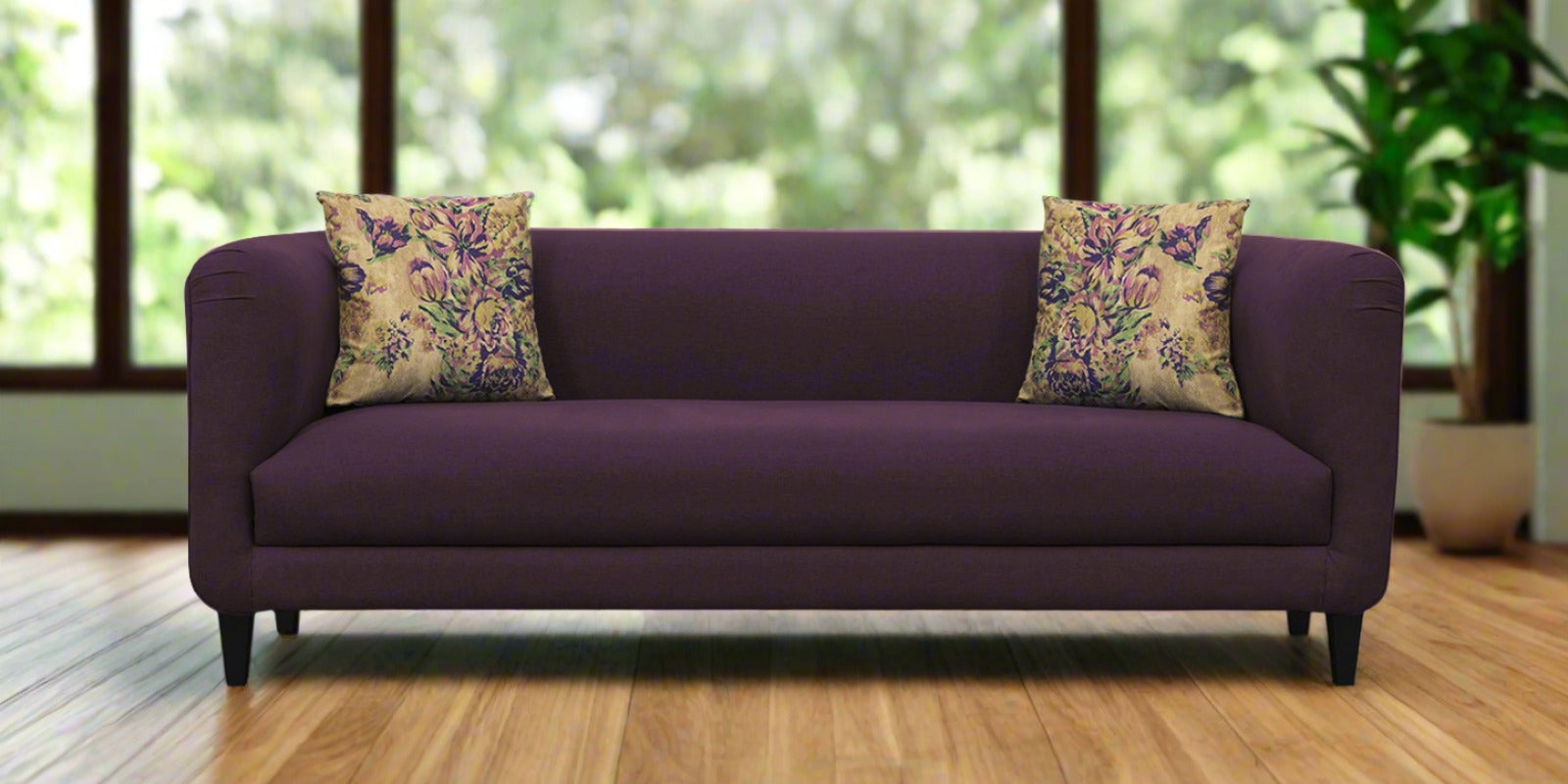 Niki Fabric 3 Seater Sofa In Greek Purple Colour - Febonic Living